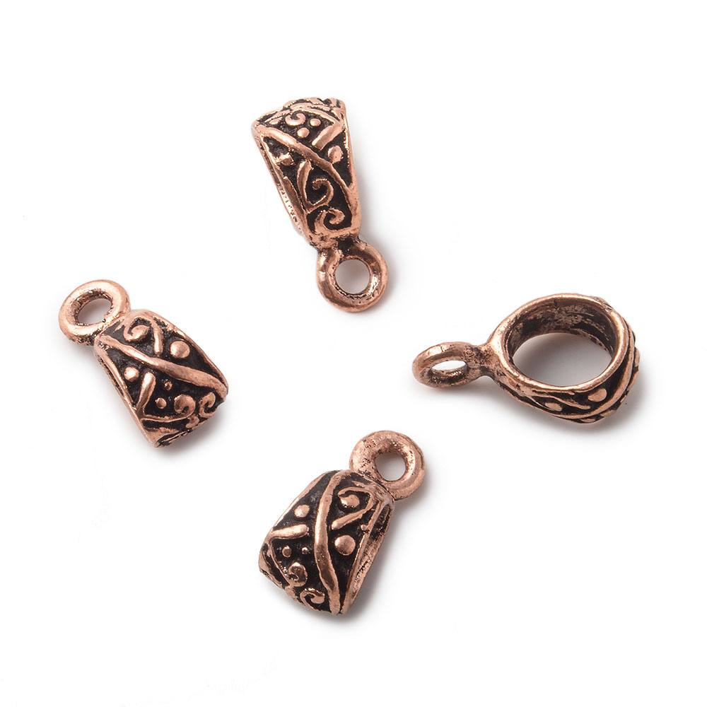15x6mm Art Deco Antiqued Copper Bail Finding Set of 4