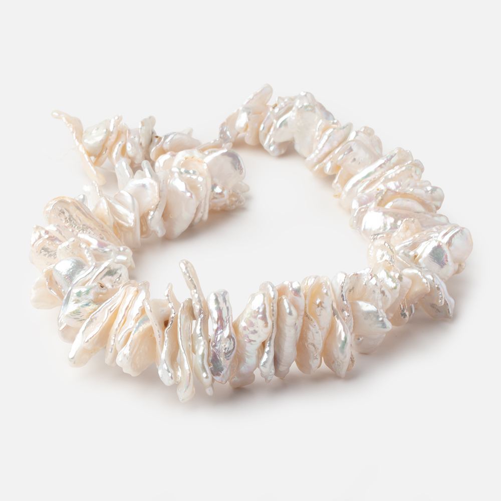 15x7-24x14mm Cream Center Drill Biwa Freshwater Pearls 15 inch 110 beads