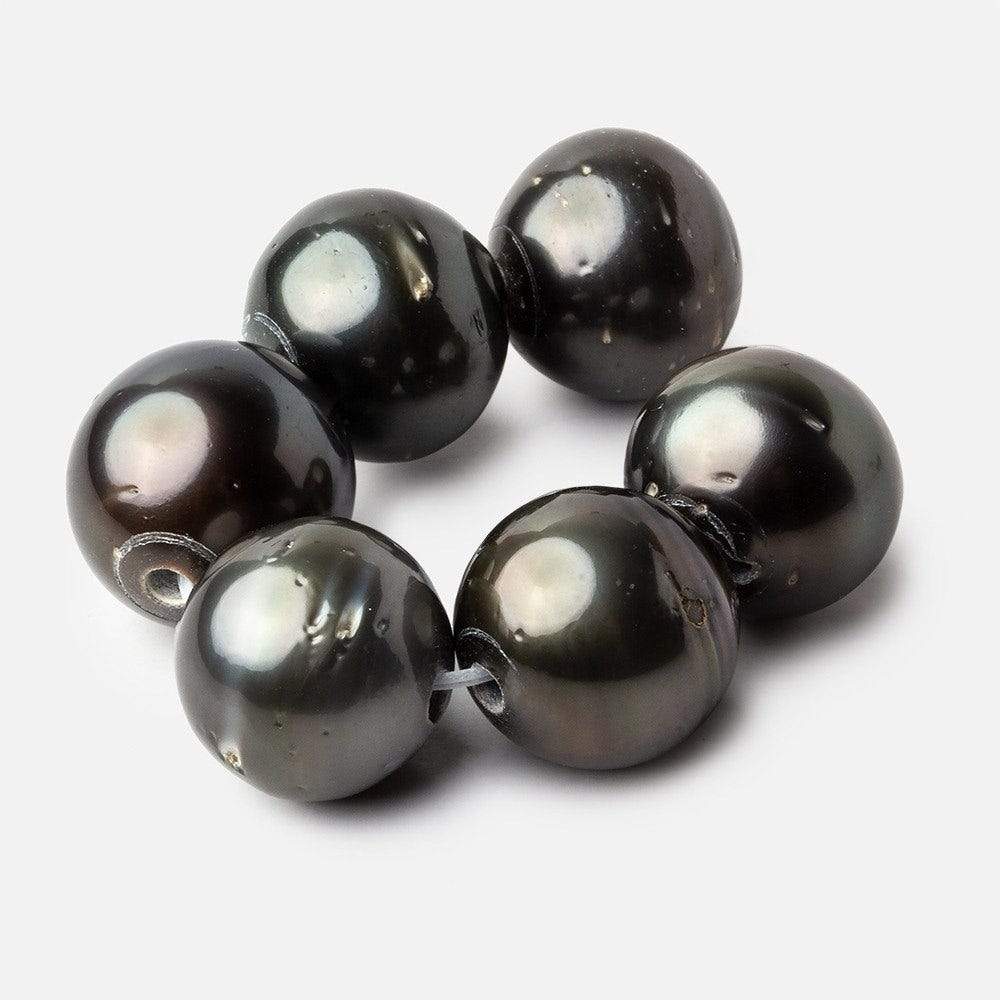 16-17mm Silver Peacock Tahitian Large Hole Saltwater Pearls 4 inch 6 pieces