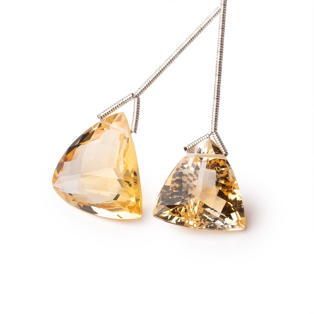 16-19mm Citrine Faceted Trillion Focal Set of 2 Beads