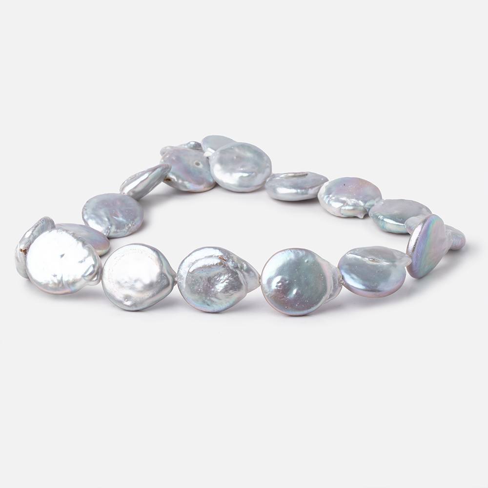 16-20mm Silver Coin Freshwater Pearls 16 inch 18 pieces