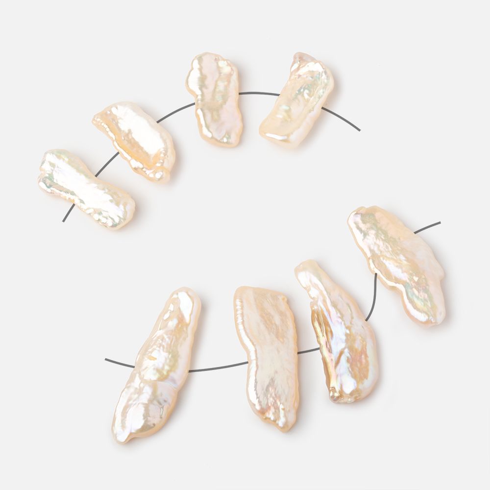 16-21mm Peach Side Drilled Biwa Focals Set of 4 pieces