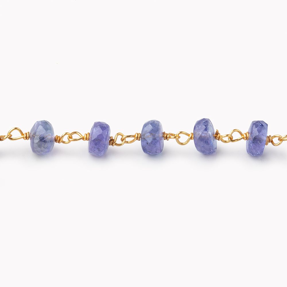 6mm Tanzanite Faceted Rondelles on Vermeil Hand Wrapped Chain AA
