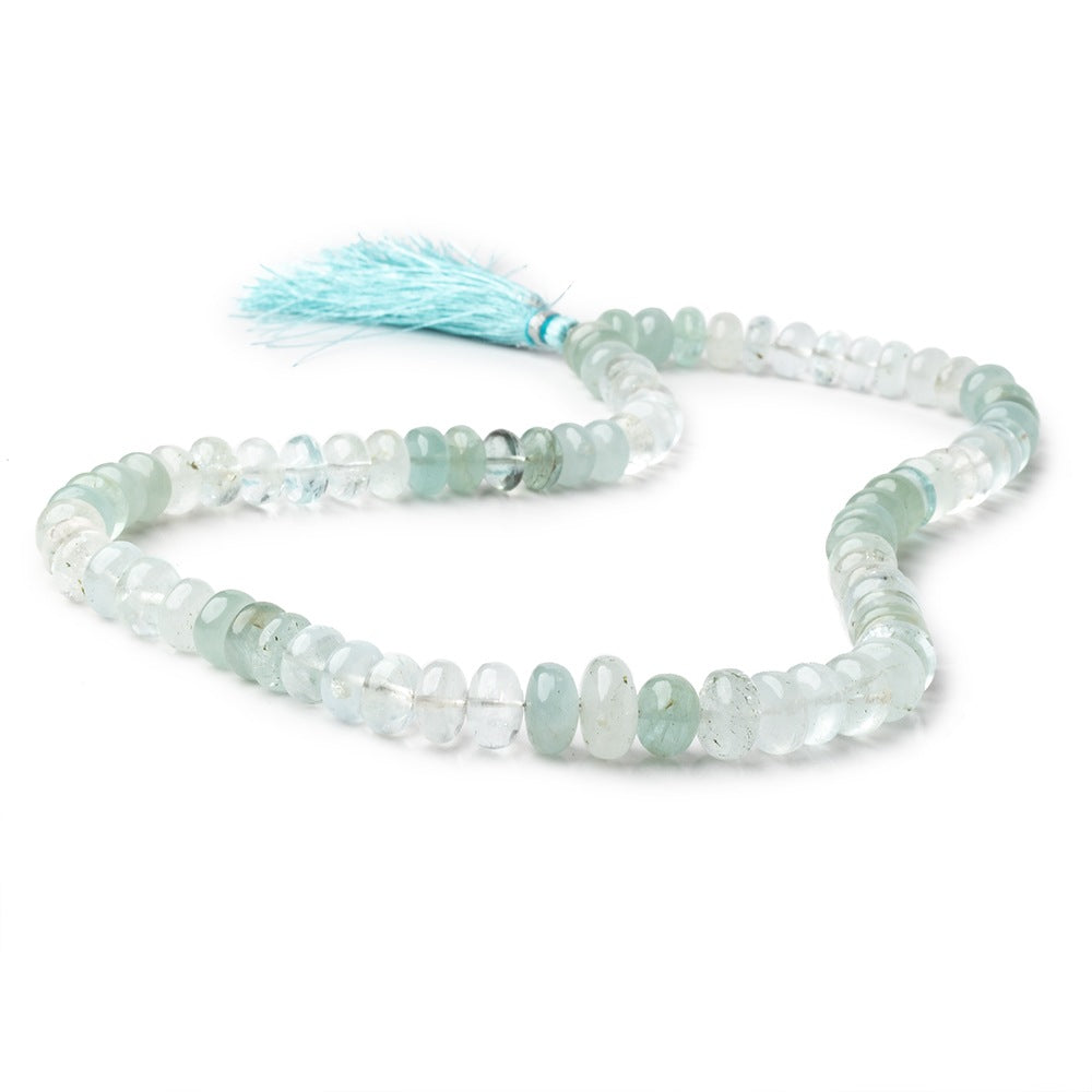 9-13mm Shaded Aquamarine Plain Rondelles 18 inch 81 beads AA