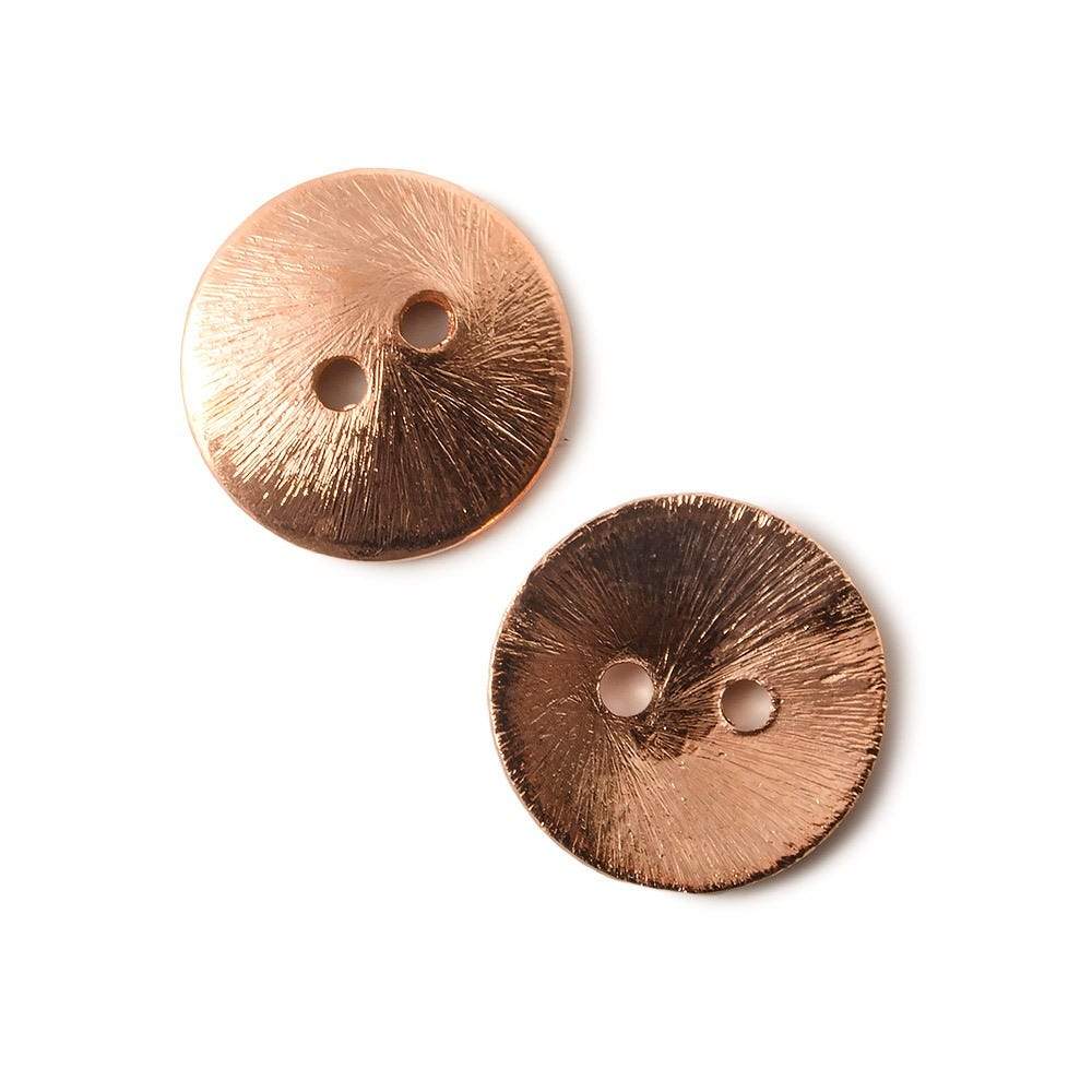 16mm Copper Round Button Brushed Disc , 10 Pcs