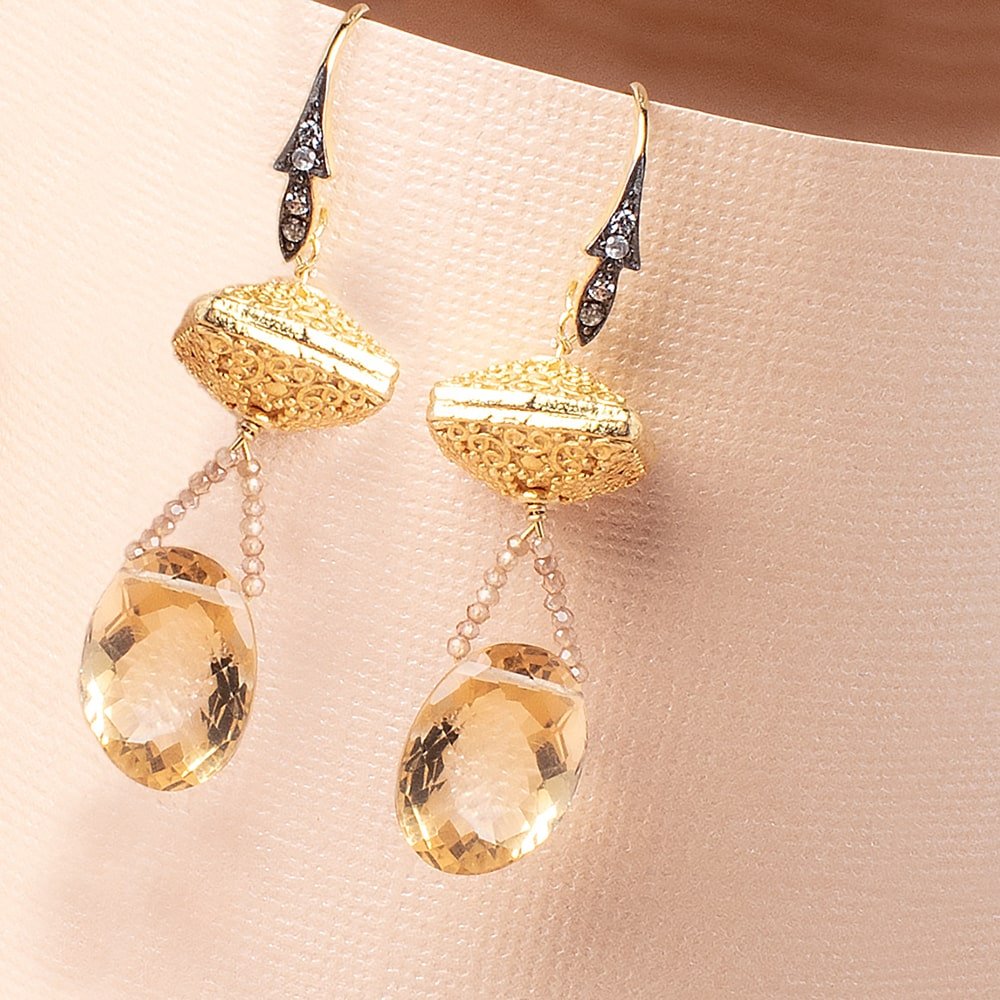 16mm CZ Two Tone Ear Wire Set of 2 pieces