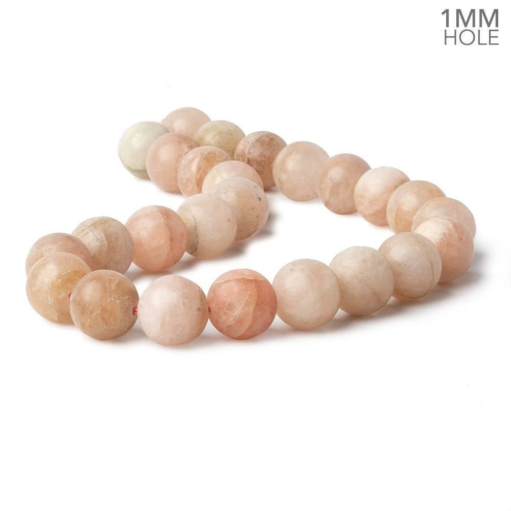16mm Matte Morganite plain round beads 16 inch 24 pieces Large Hole