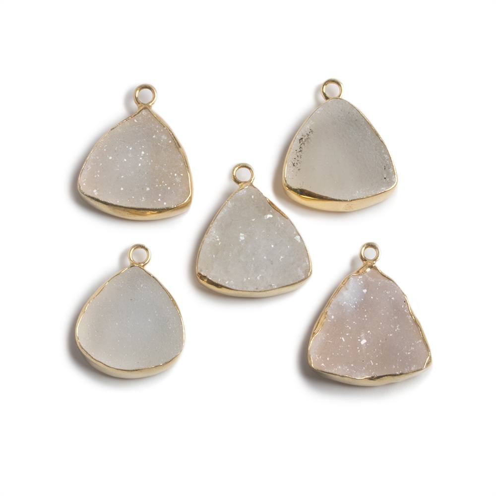 16mm Vermeil Bezeled White Drusy triangle Pendant Focal 1 piece