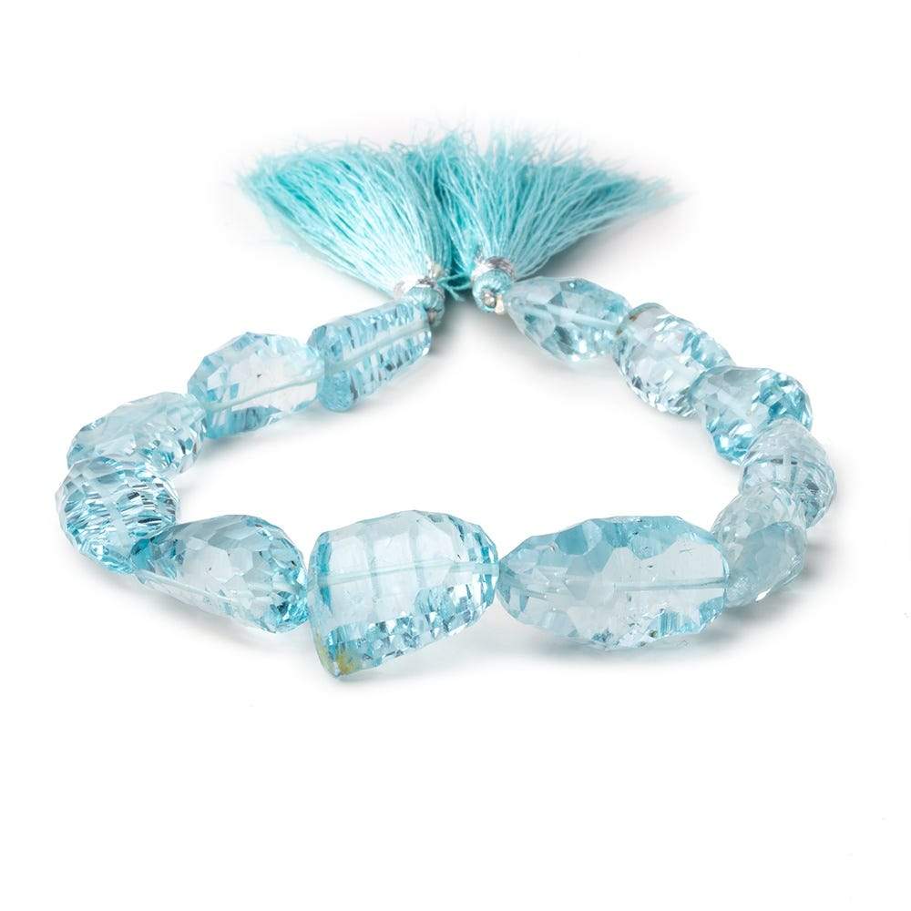 16x11-25x16mm Sky Blue Topaz Concave Faceted Nuggets 9 inch 12 Beads