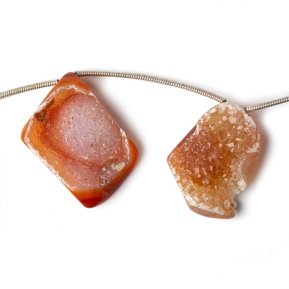 16x12-22x17mm Orange Agate Drusy Freeform Beads 11 pieces