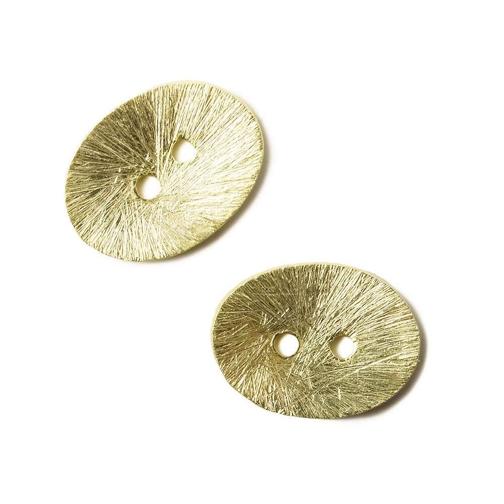 16x12mm 14kt Gold Oval Button Brushed 10 Pcs