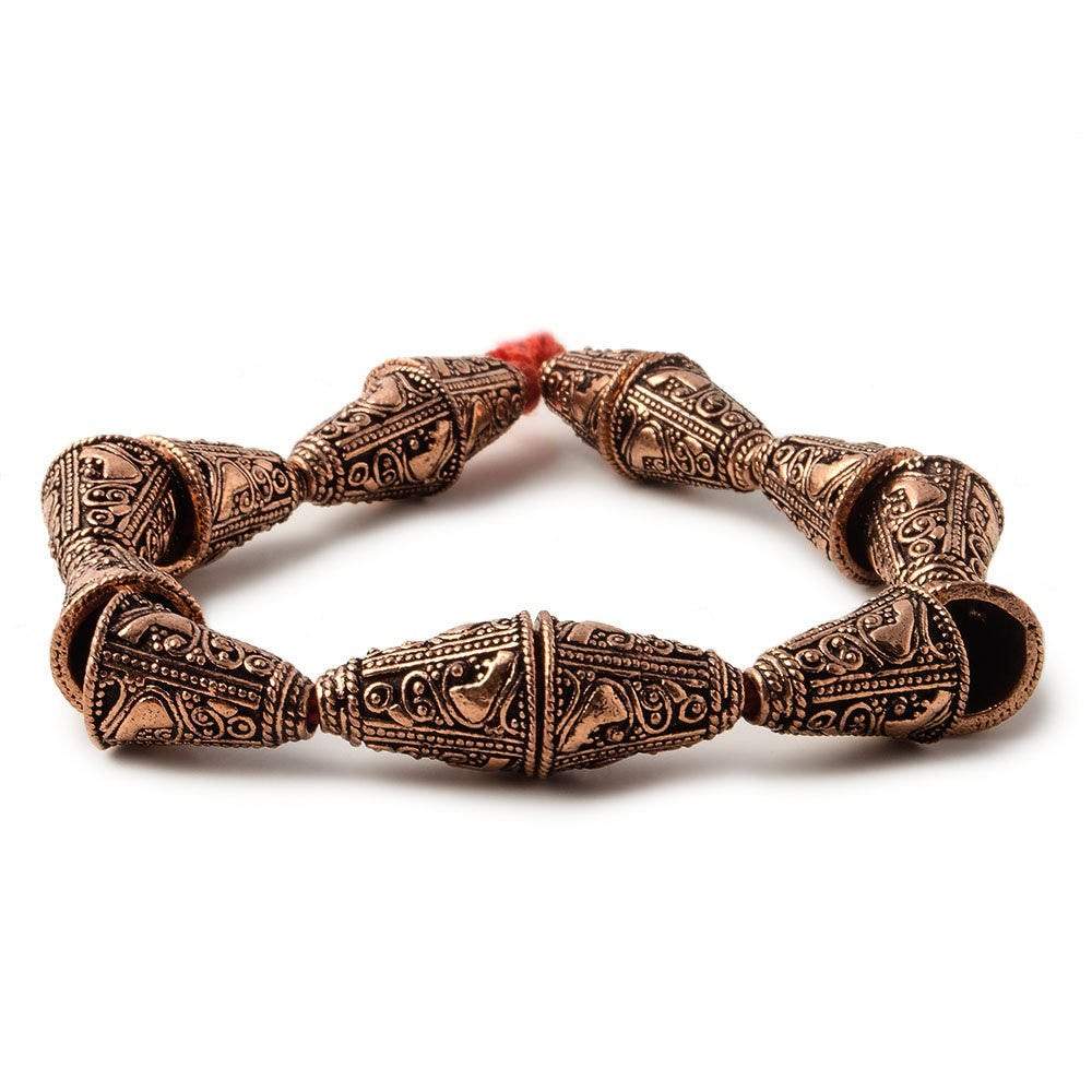 16x12mm Antiqued Copper Cone Granulated Bali Design 8 in 14 pcs