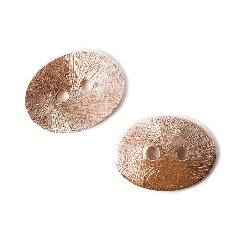 16x12mm Rose Gold plated Copper Bead Button Brushed Oval 10 Pcs
