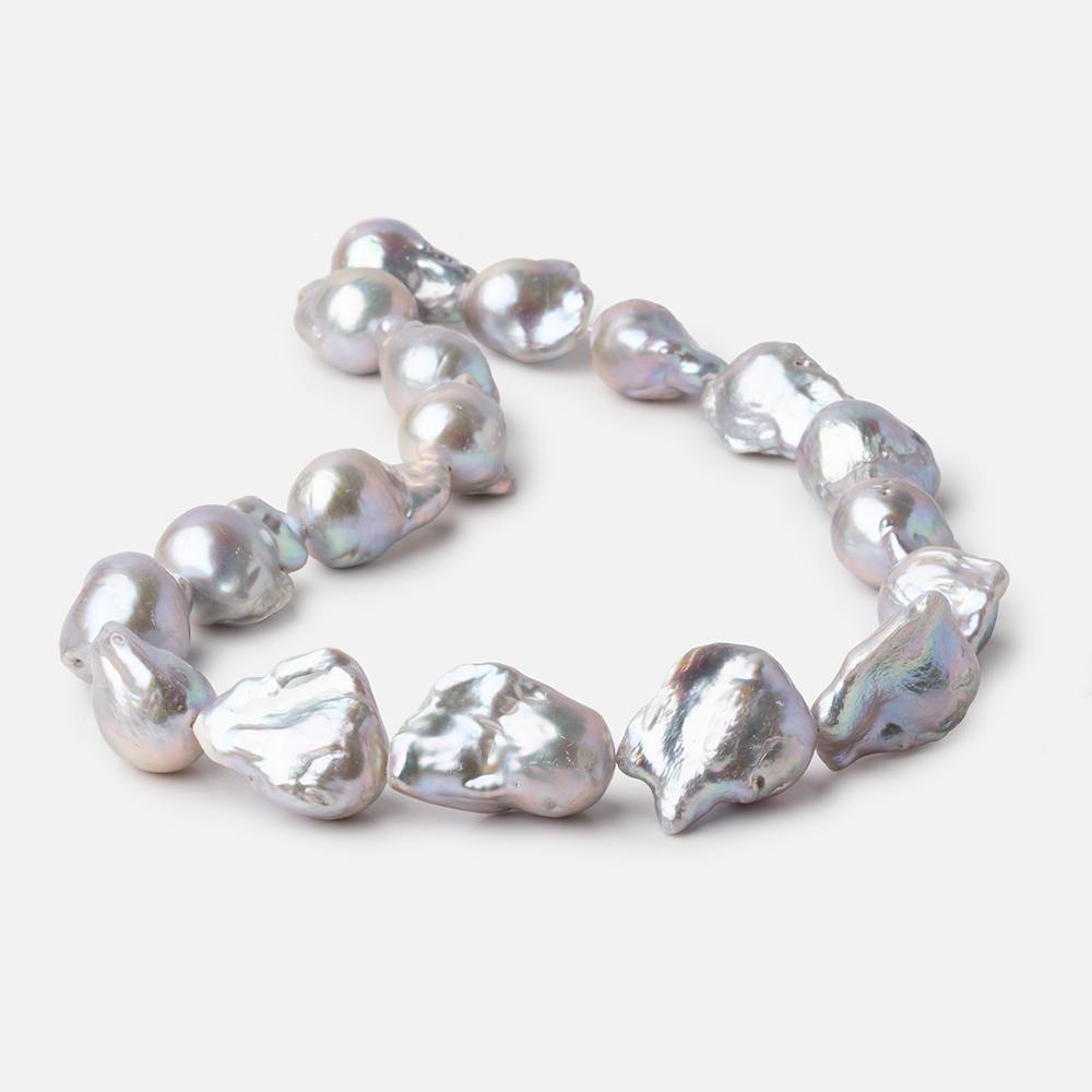 16x13-22x15mm Silver Ultra Baroque Freshwater Pearls 15.5 inch 18 pieces