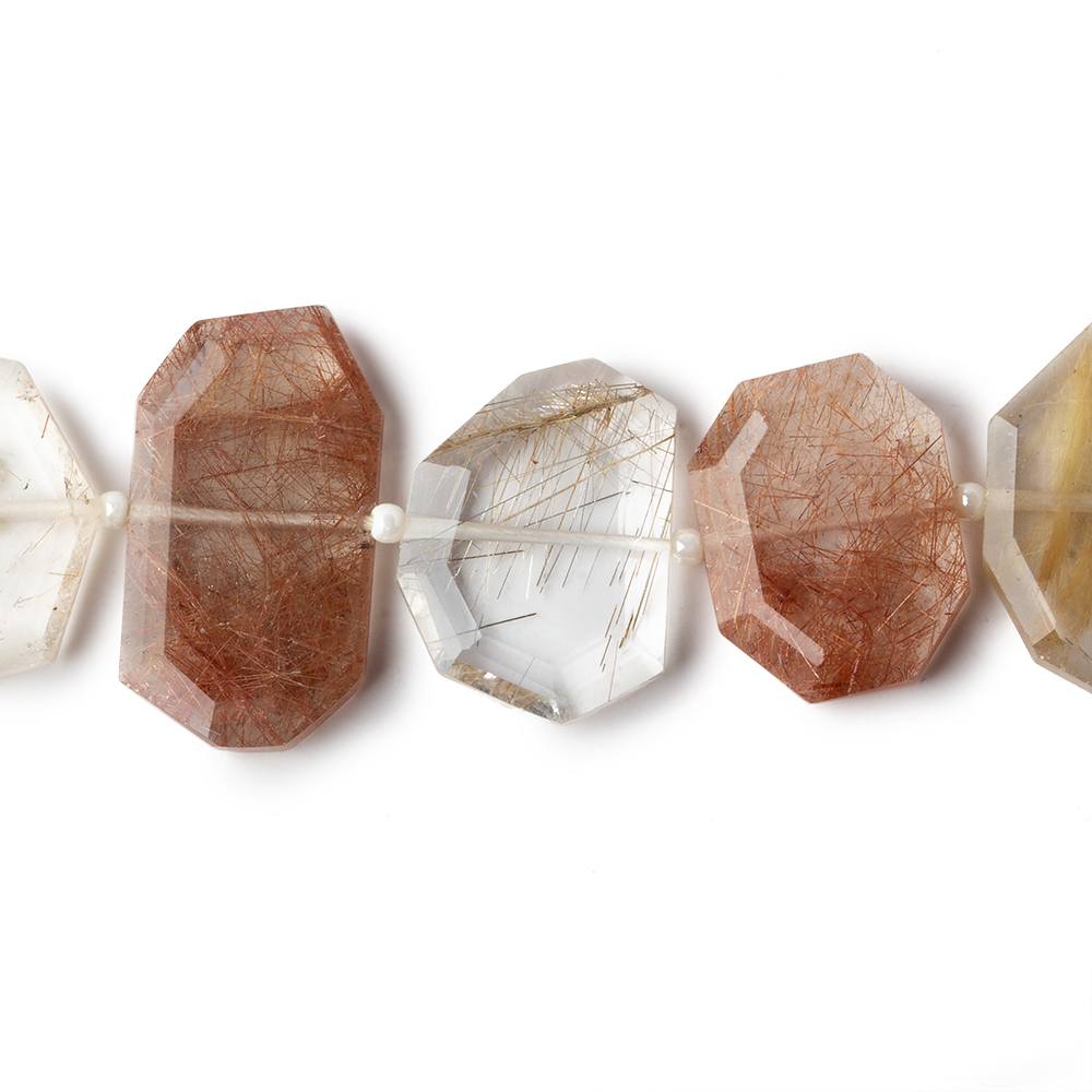 16x13-23x13mm Rutilated Quartz Side Drilled Bevel Faceted Flat Nuggets 17 inch 29 pieces AA