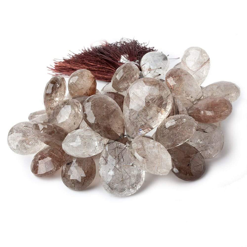 16x13-27x19mm Copper Rutilated Quartz faceted pear briolettes 8 inch 44 pieces AAA