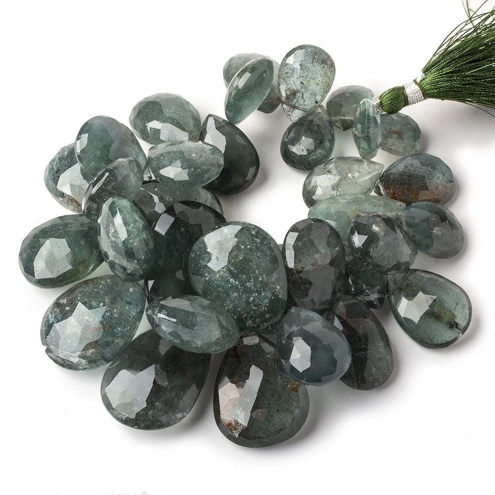 16x13-33x21mm Moss Aquamarine Faceted Pear Beads 9 inch 33 pcs