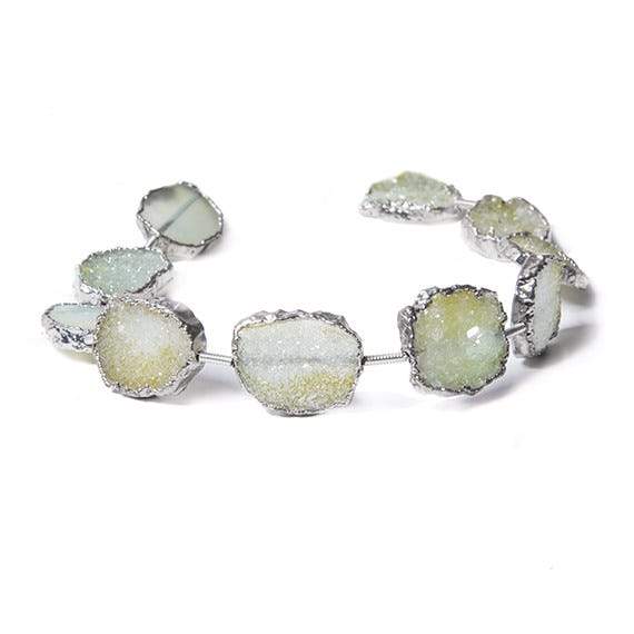16x13mm Silver Edged White Drusy Slice Strand 10 pieces