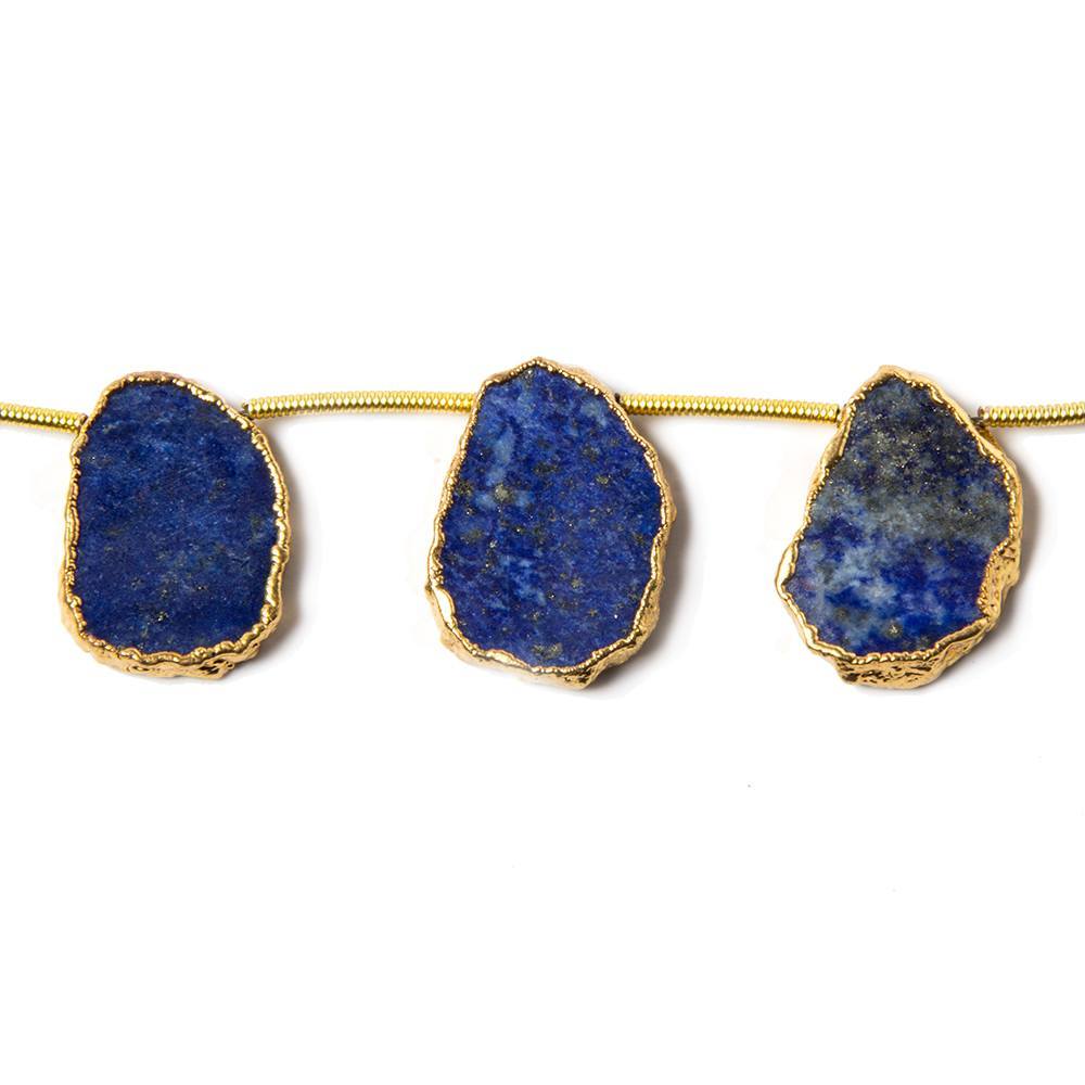 16x13mm to 17x13mm Gold Leafed Lapis Top Drilled Slices 8 inch 10 pieces