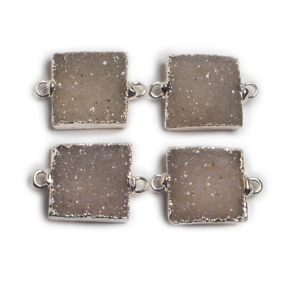 16x16mm Silver Leafed Square Drusy Focal Connector