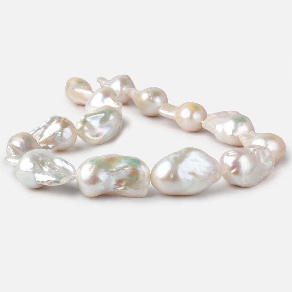 16x28-17x34mm Cream White Ultra Baroque Freshwater Pearls 16 inch 14 pieces AAA grade