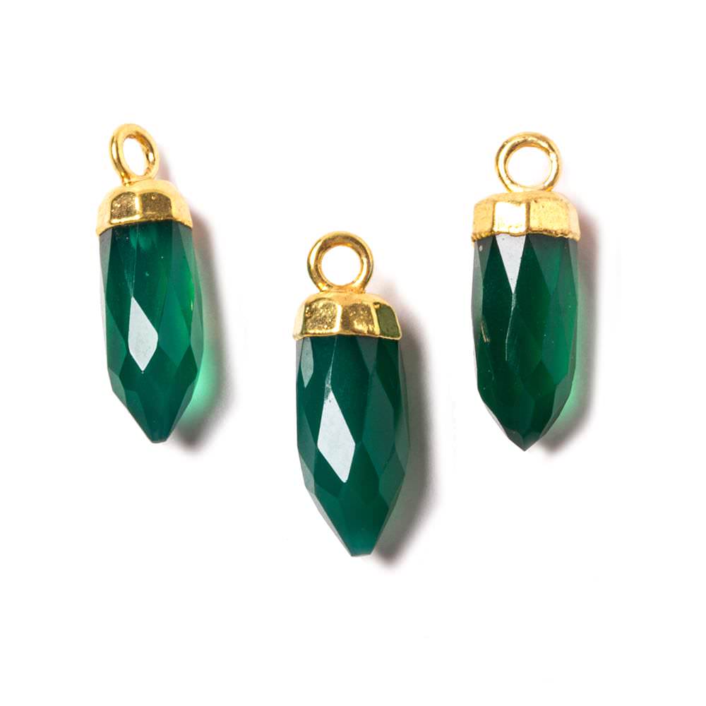 16x5mm Gold Leafed Green Onyx Spike Pendants 1 piece