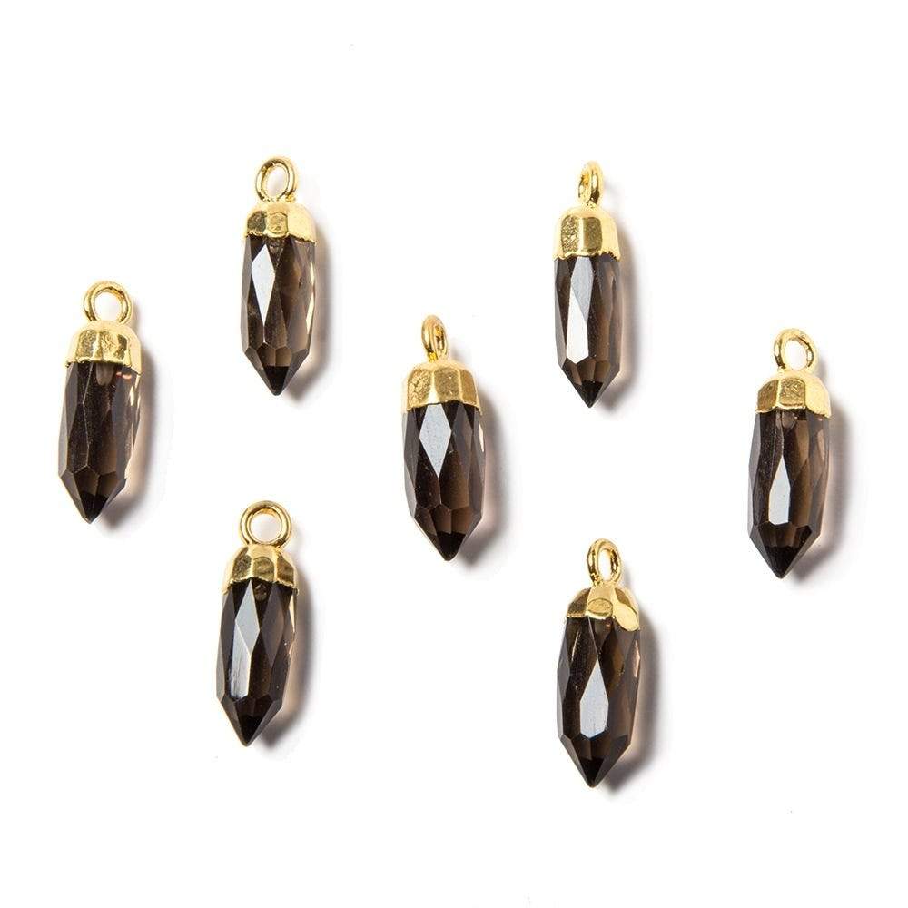 16x5mm Gold Leafed Smoky Quartz Spike Pendant 1 piece
