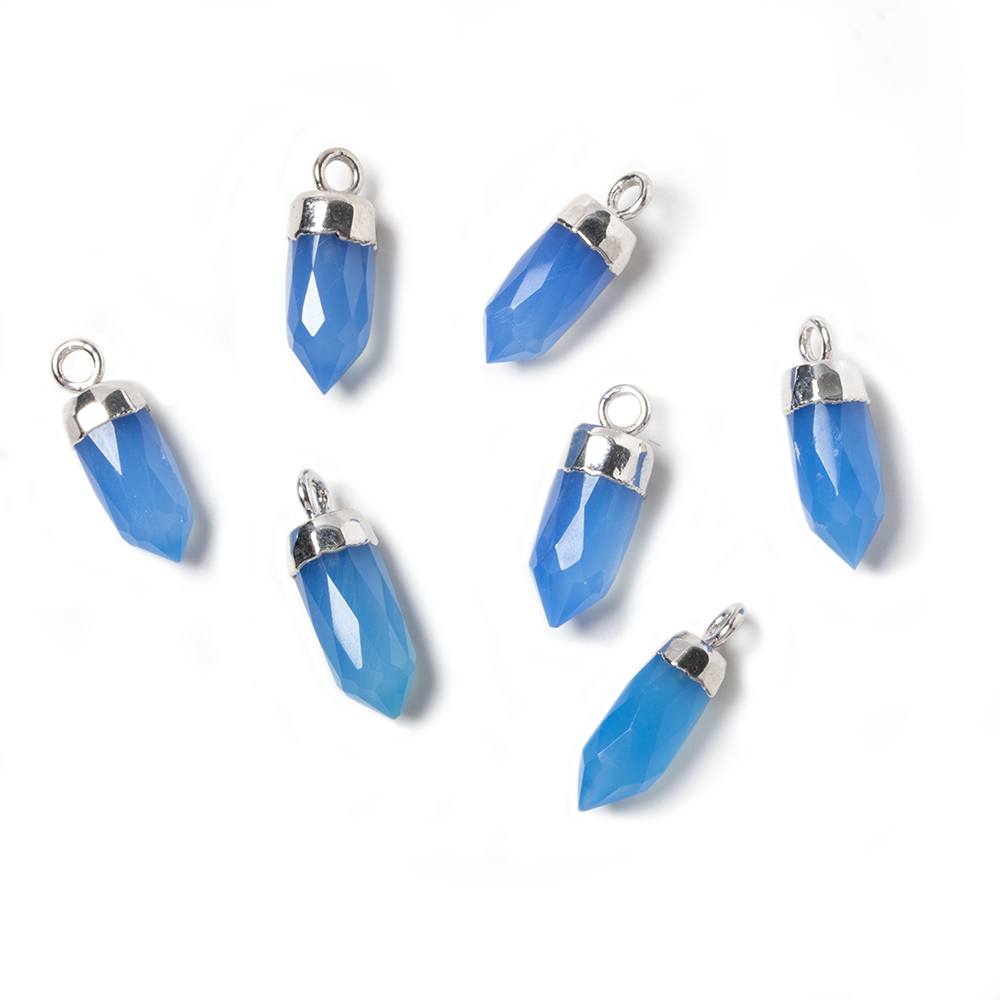 16x6mm Silver Leafed Blue Chalcedony Spike Pendants 1 piece