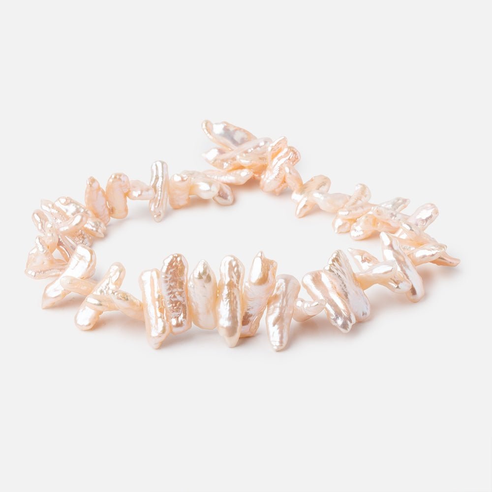 16x7-29x9mm Peach Side Drill Biwa Freshwater Pearls 15 inch 48 Beads