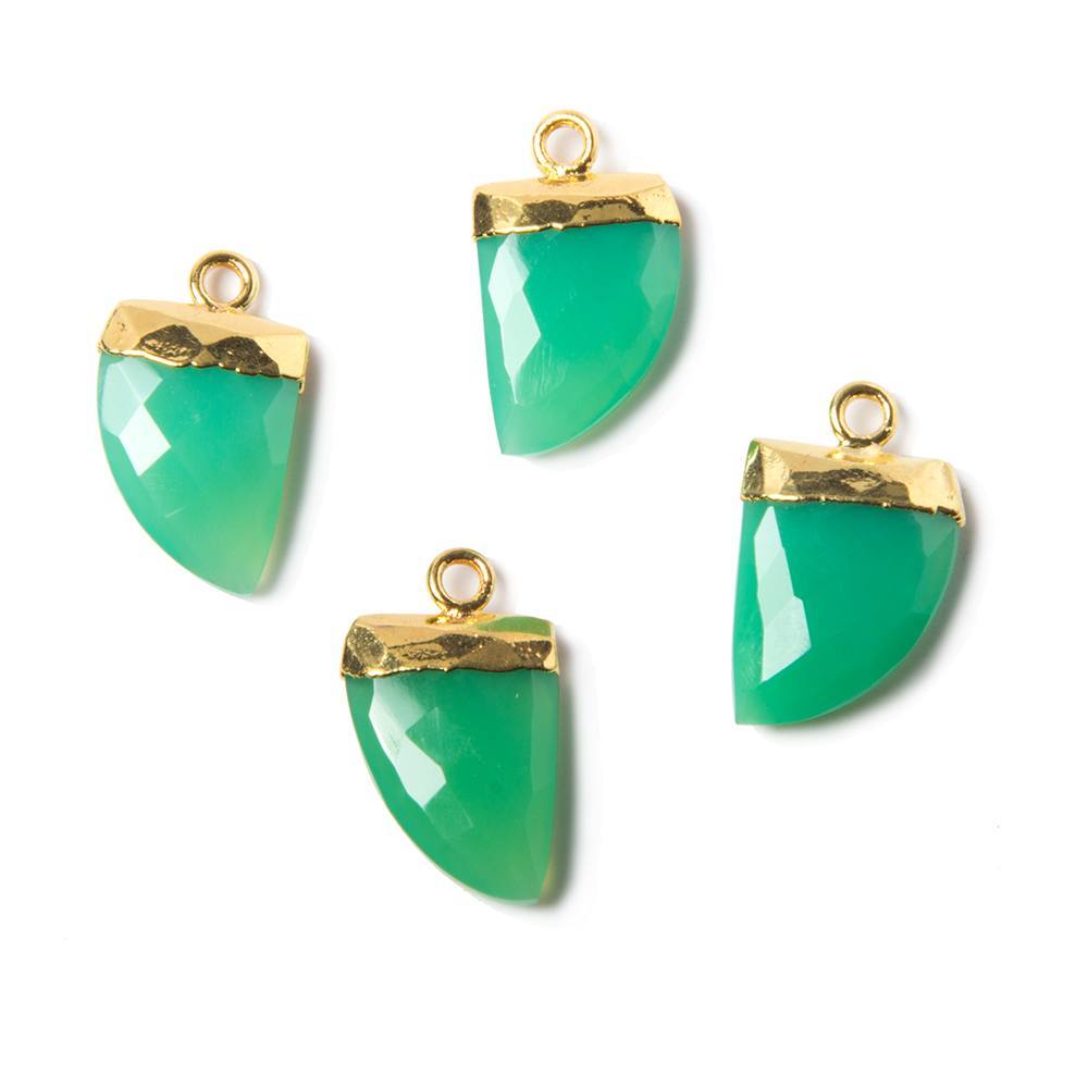 16x9mm Gold Leafed Green Onyx Horn Pendant 1 piece