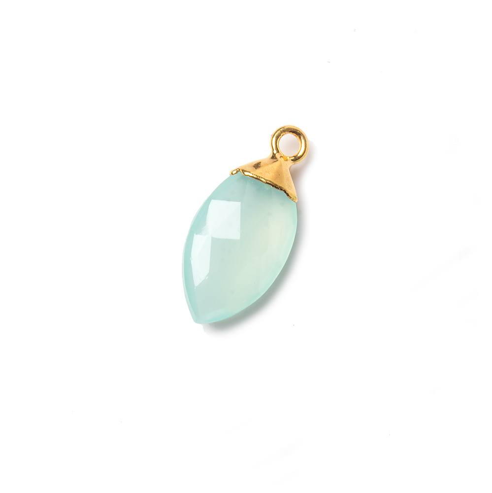 16x9mm Gold Leafed Seafoam Green Chalcedony Marquise Pendant 1 bead
