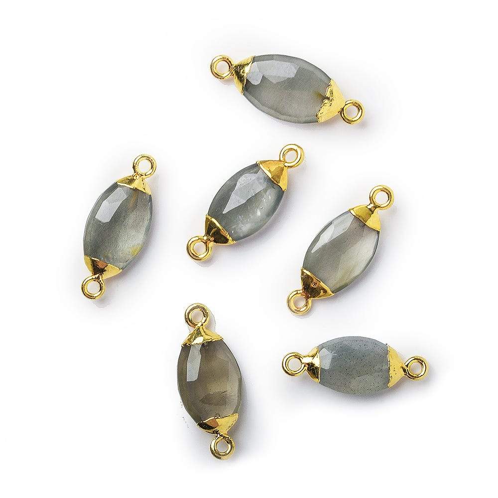 16x9mm Gold Leafed Smoky Quartz Marquise Connector 1 piece