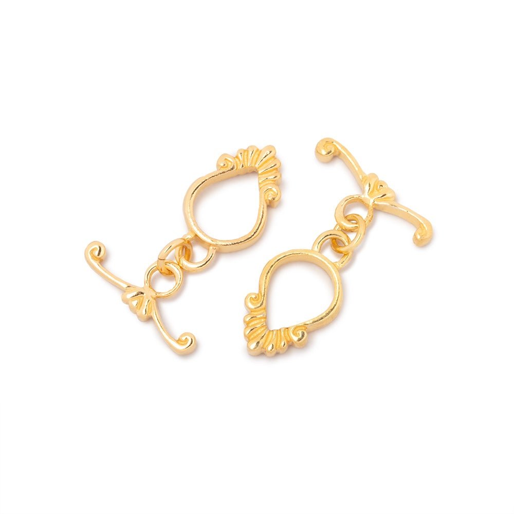 13x9mm Vermeil Toggle Fluted Pear Design 1 piece