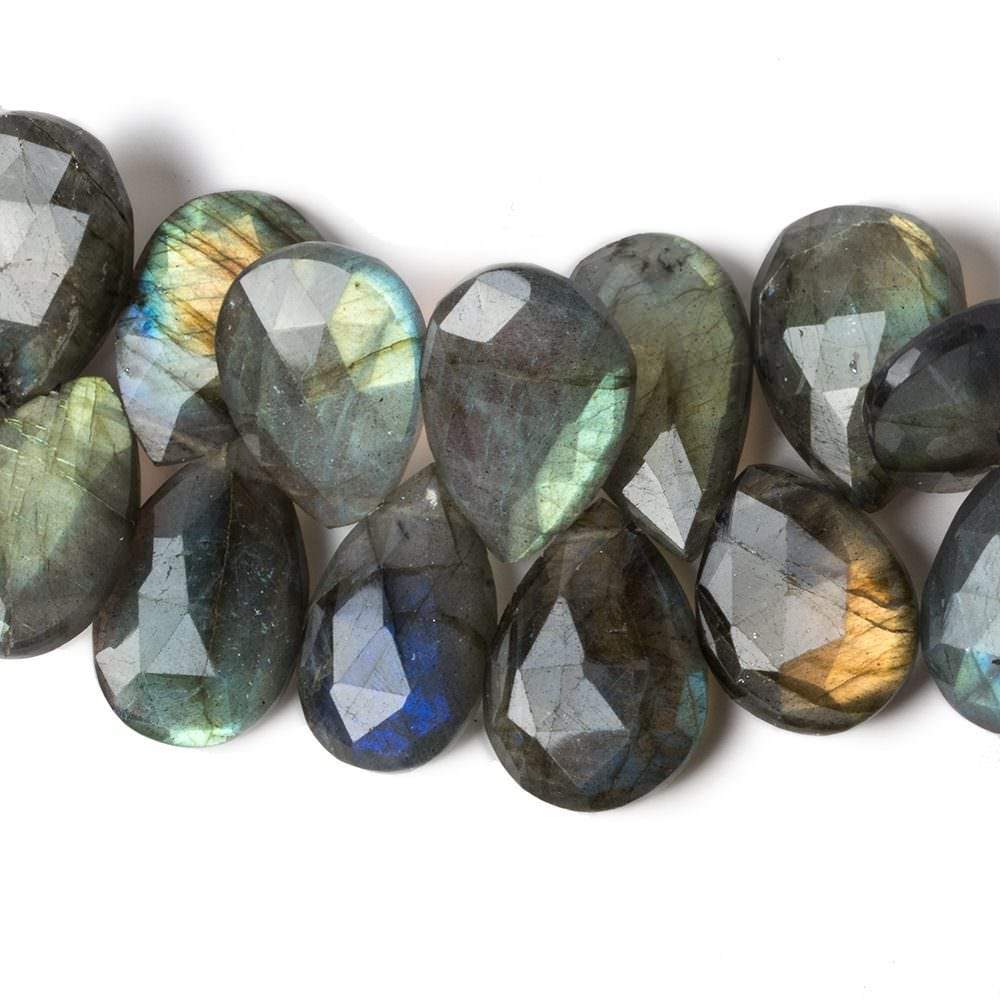17-22mm Labradorite Faceted Pear Beads 8 inch 34 pieces