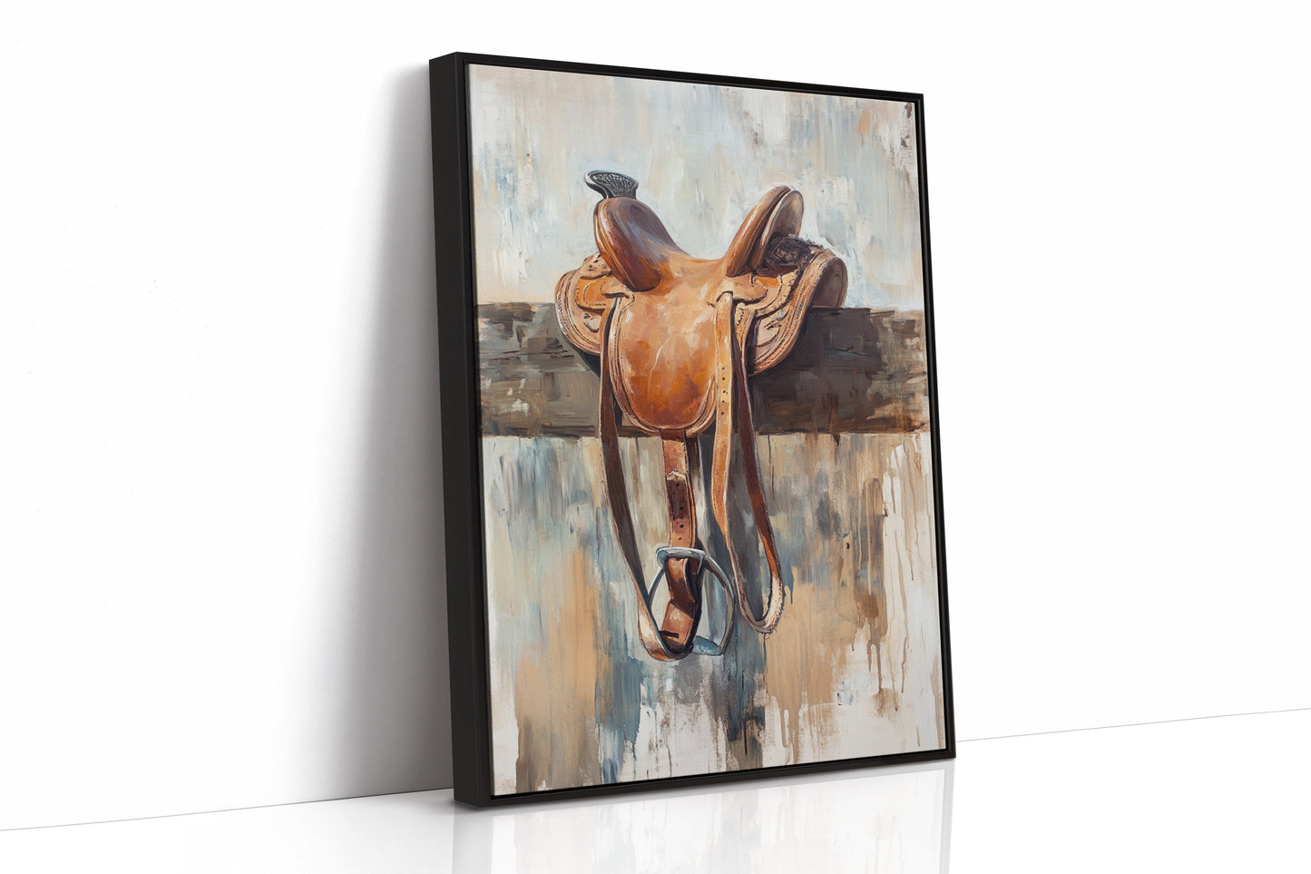 Resting Leather – Western Saddle on Fence Painting