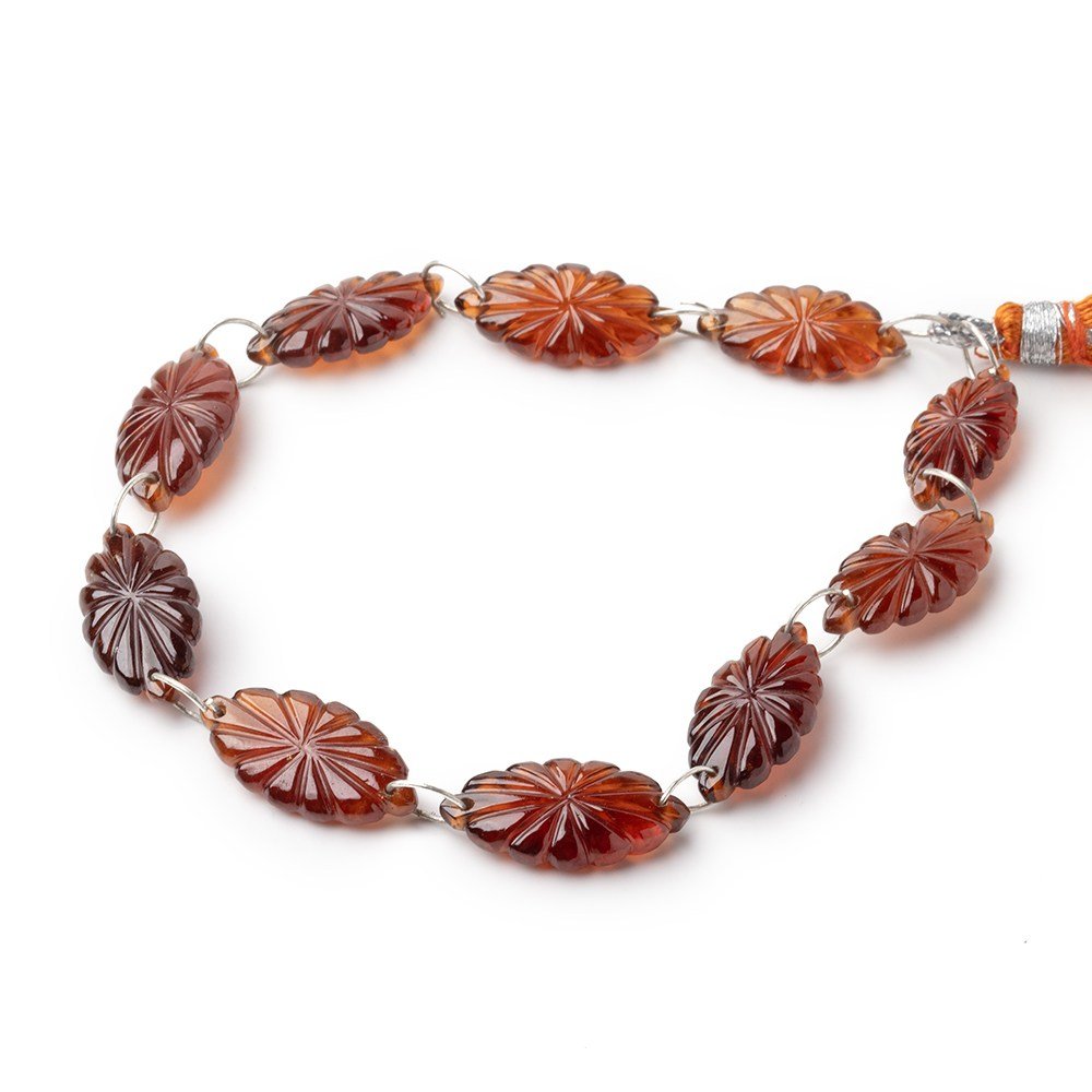 17.5-20mm Hessonite Garnet Double Drill Carved Marquise 10 Beads