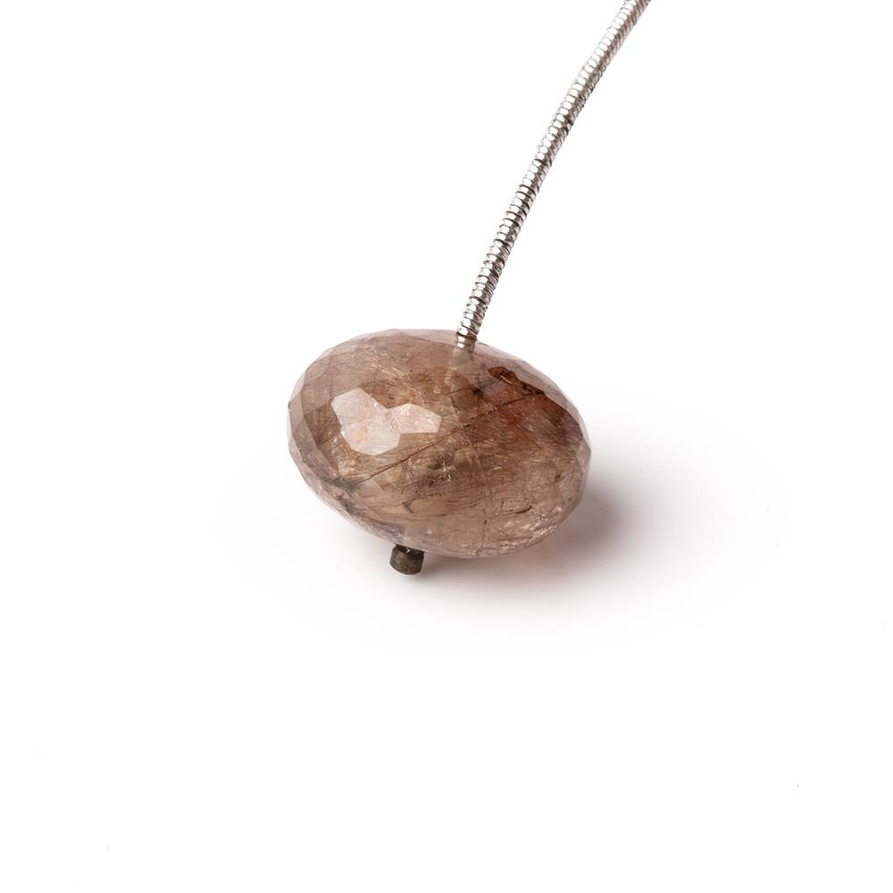17.5mm Rutilated Quartz Faceted Rondelle Focal Bead 1 piece