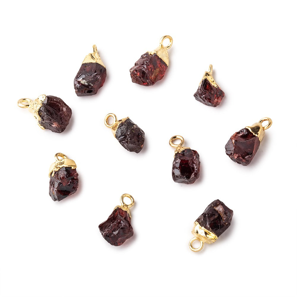 9x7mm Gold Leafed Rhodolite Garnet Natural Crystal Focal Pendant 1 piece