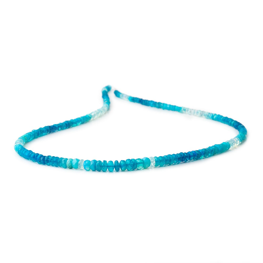 3-5mm Teal Blue Ethiopian Opal Faceted Rondelles 18 inch 190 color treated beads