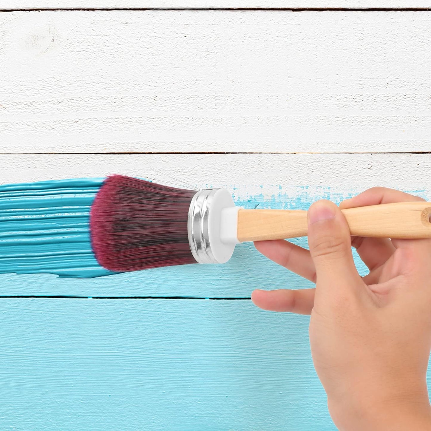 Professional Chalk and Milk Painting and Wax Brush for Furniture,Diy Painting Soft round Brush,Stencils Brush,Large Oval Brush,Easy Cleaning