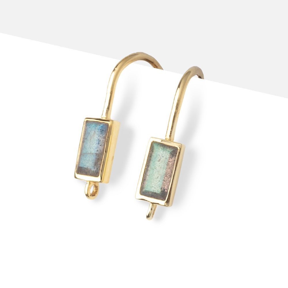 17mm Labradorite Baguette Ear Wire Set of 2 pieces