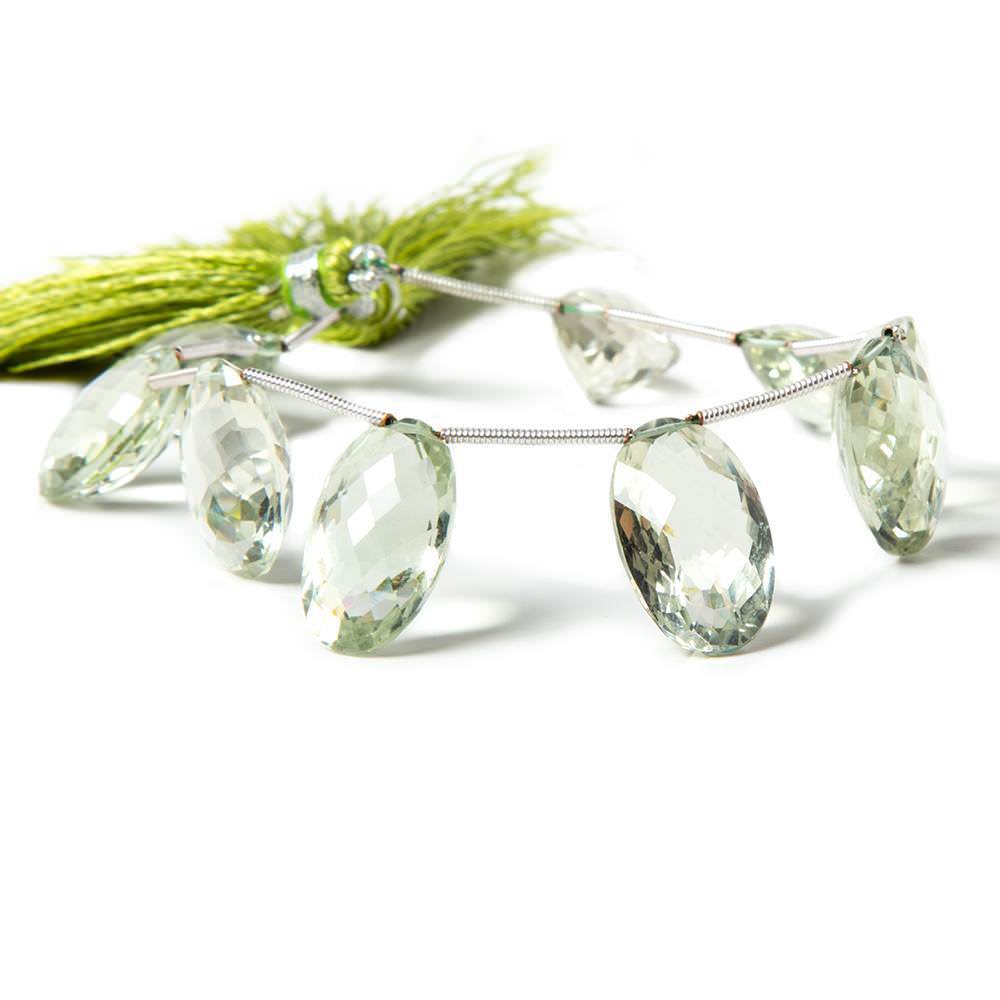 17x10-16x12mm Prasiolite pavilion faceted oval beads 8 inch 9 pieces AAA