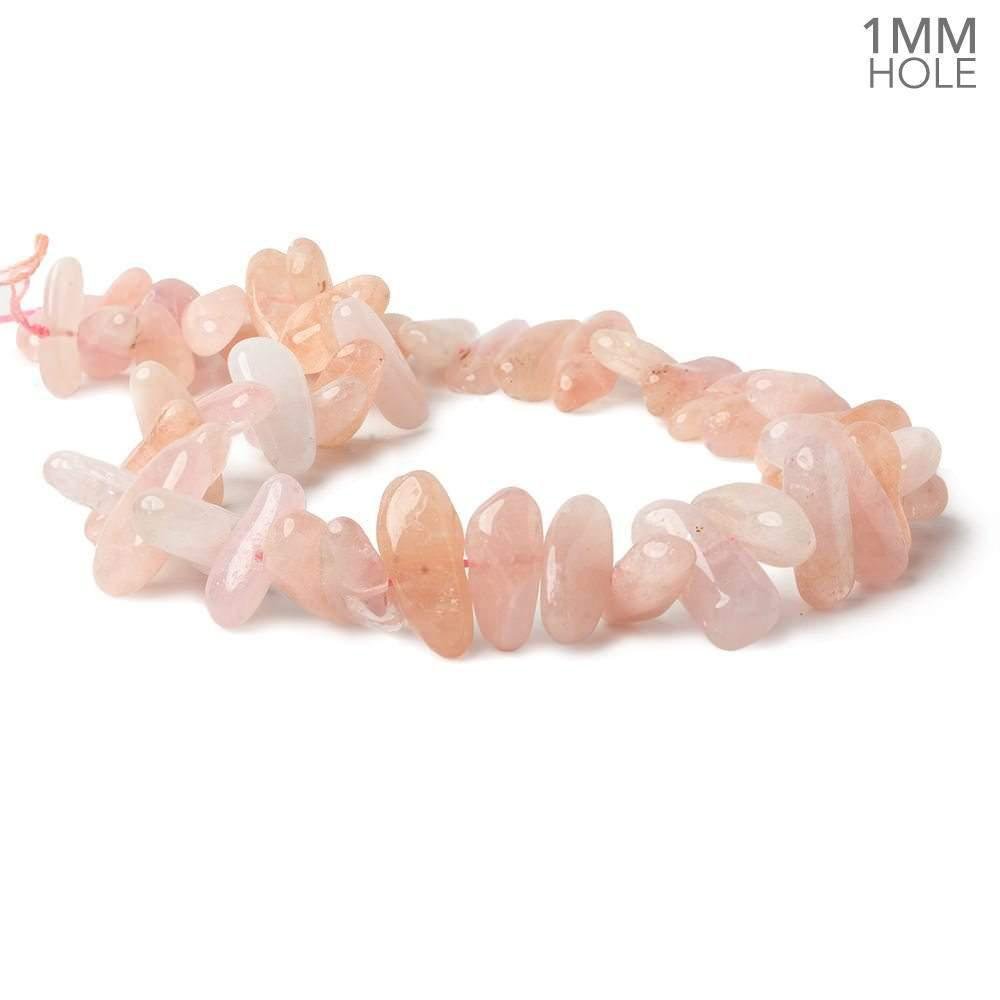 17x10-24x11mm Morganite (Pink Beryl) side drilled plain nuggets 16 inch 42 large hole beads AA