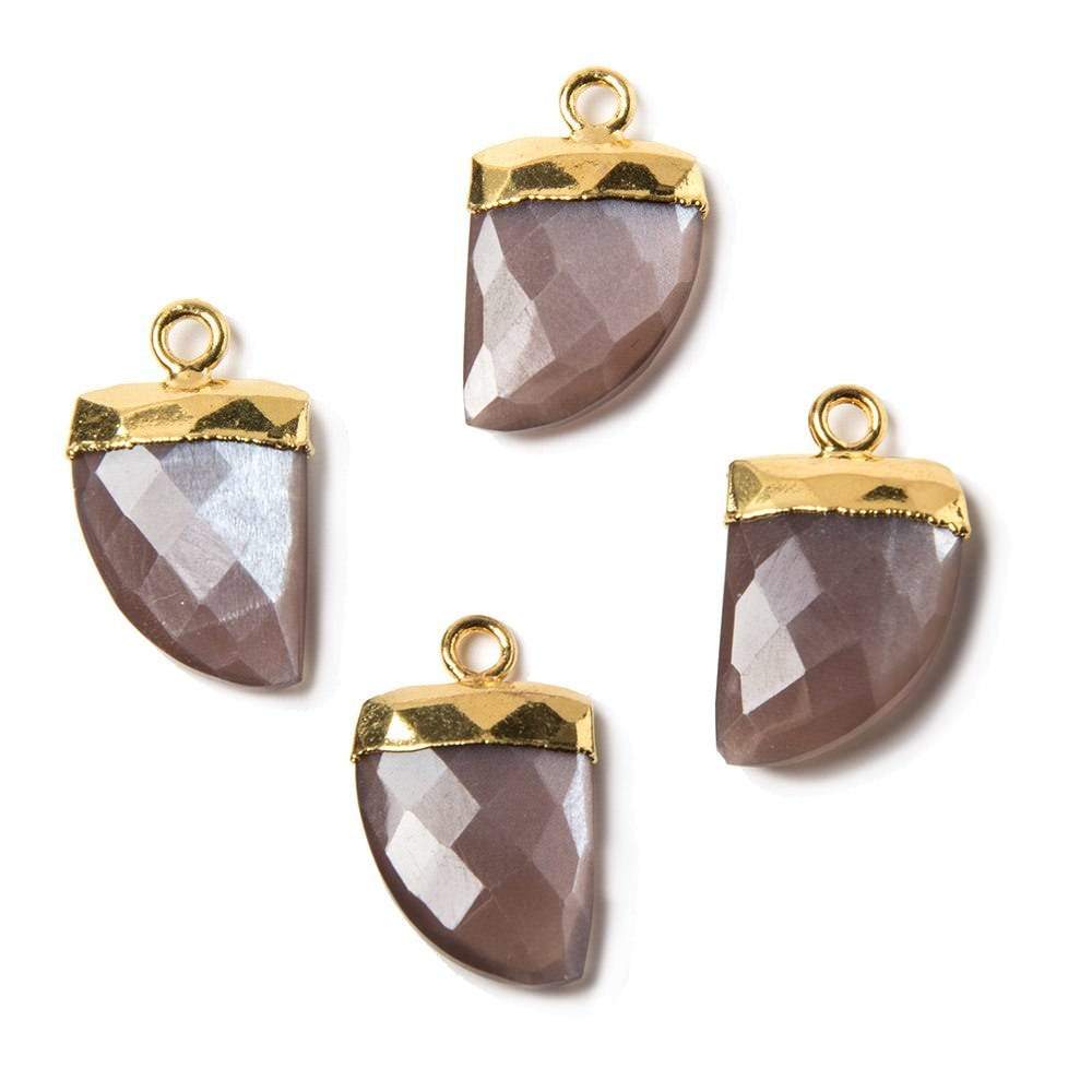 17x10mm Gold Leafed Chocolate Brown Moonstone Horn Pendant 1 piece