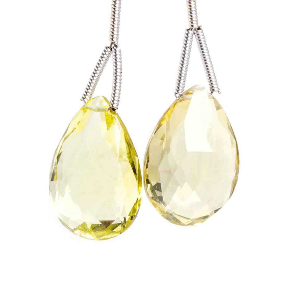 17x11-20x13mm Lemon Quartz Faceted Pear Focal Bead Set of 2