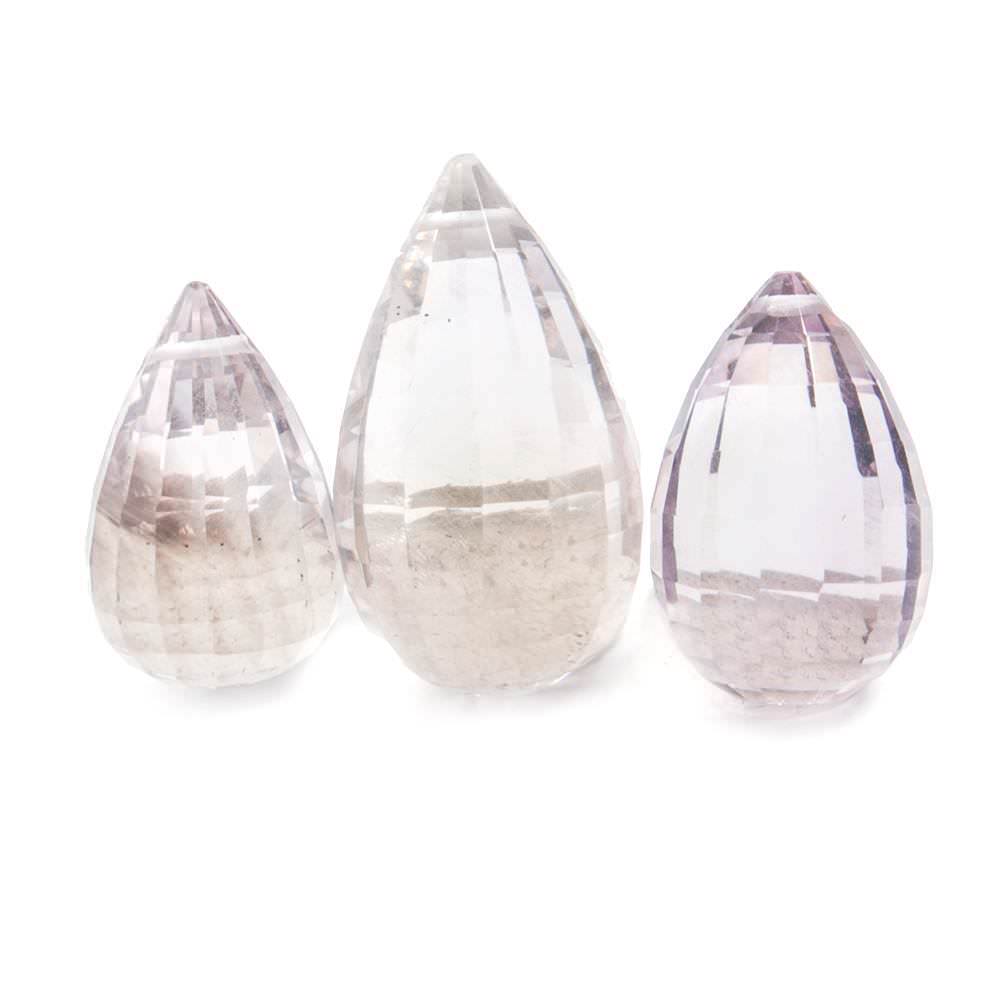 17x11-23x13mm Ametrine & Pink Amethyst Faceted Tear Drop Bead Set of 3