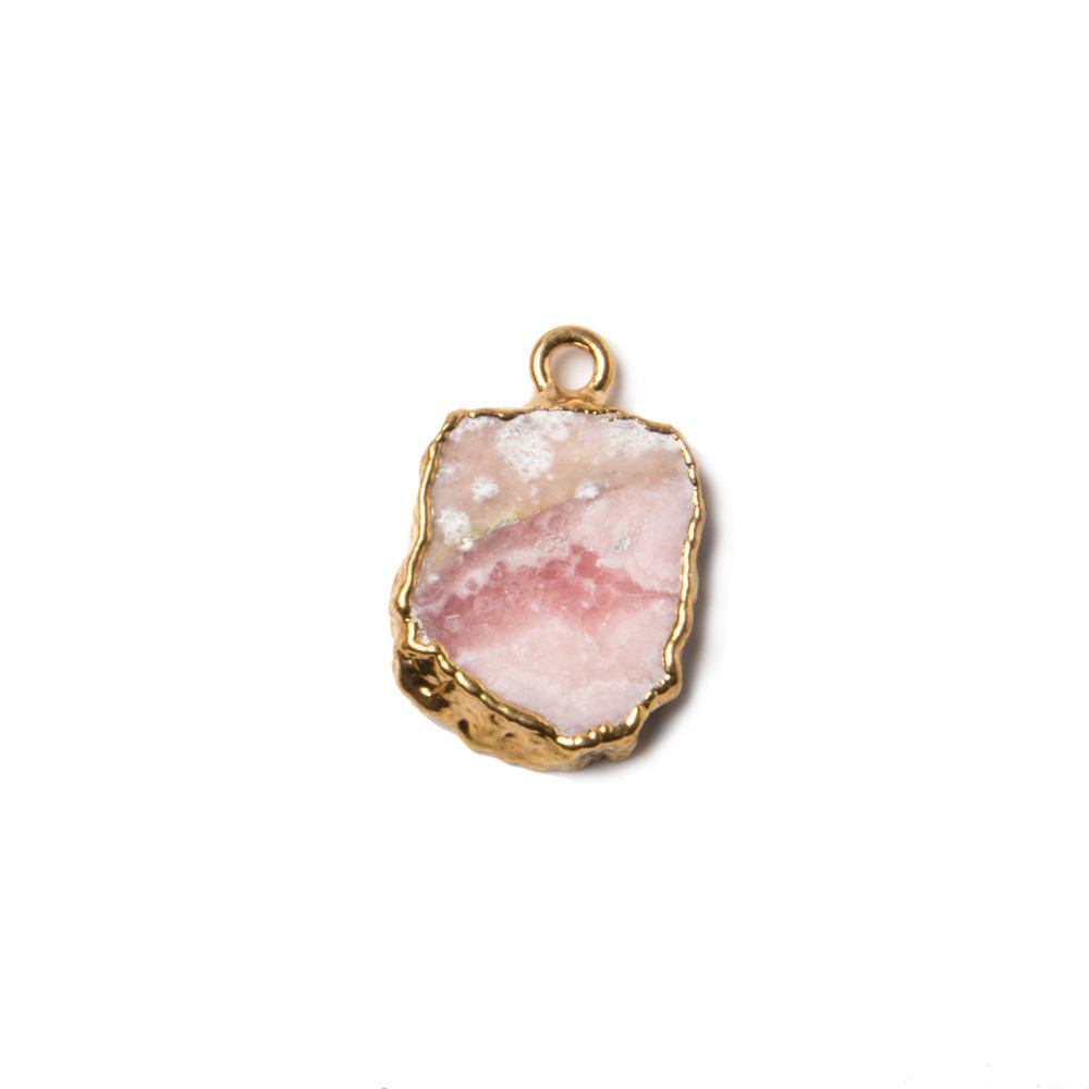 17x12mm Gold Leafed Rhodochrosite Slice Connector 1 piece