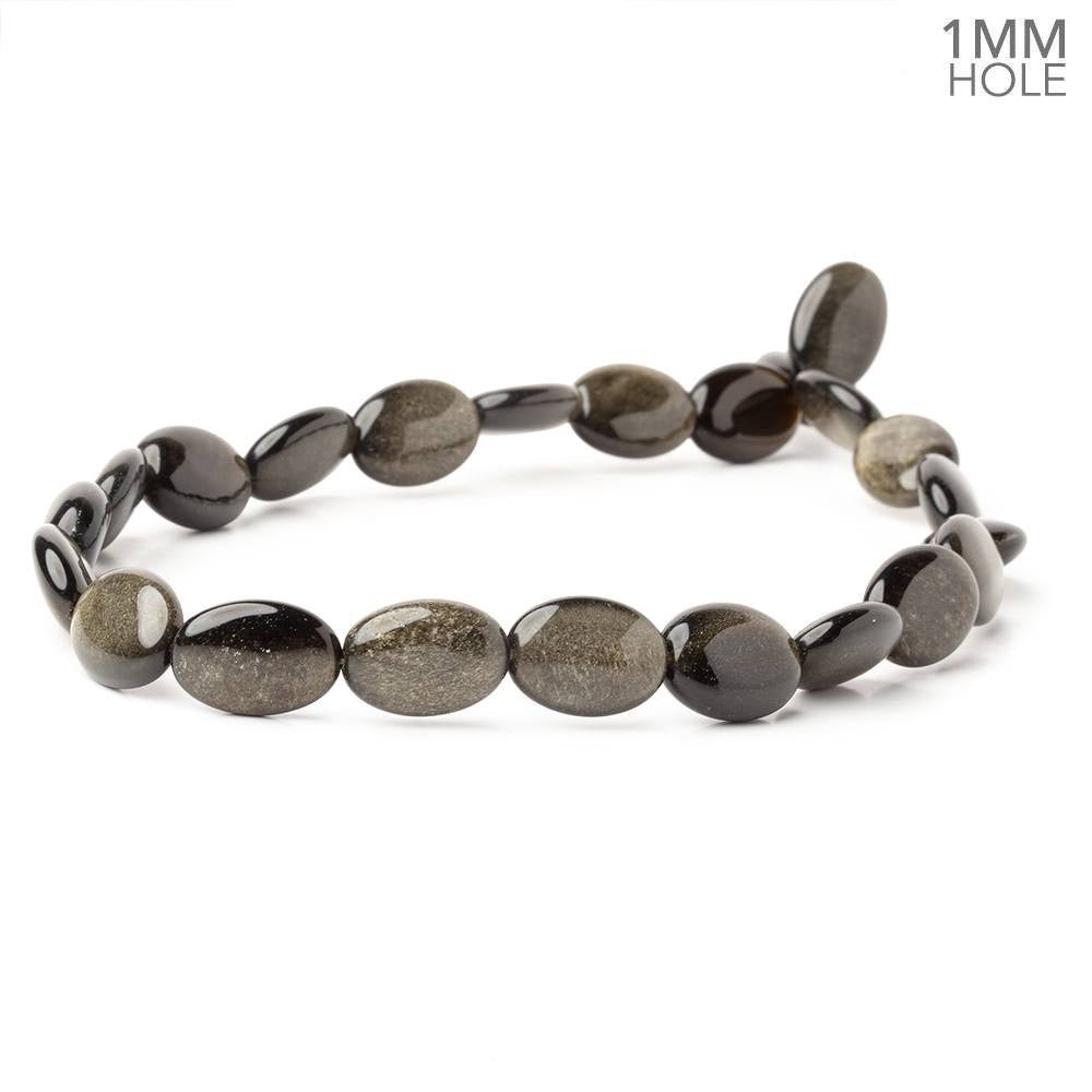 17x12mm Golden Sheen Obsidian Plain Oval 15.5 inch 23 Beads 1mm Hole