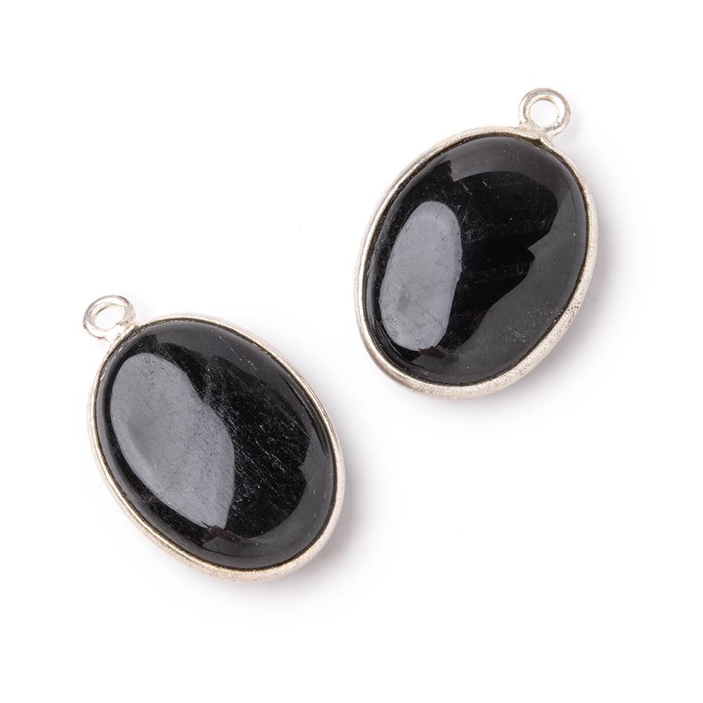 17x13mm .925 Silver Bezel Hypersthene Plain Oval Pendant 1 piece