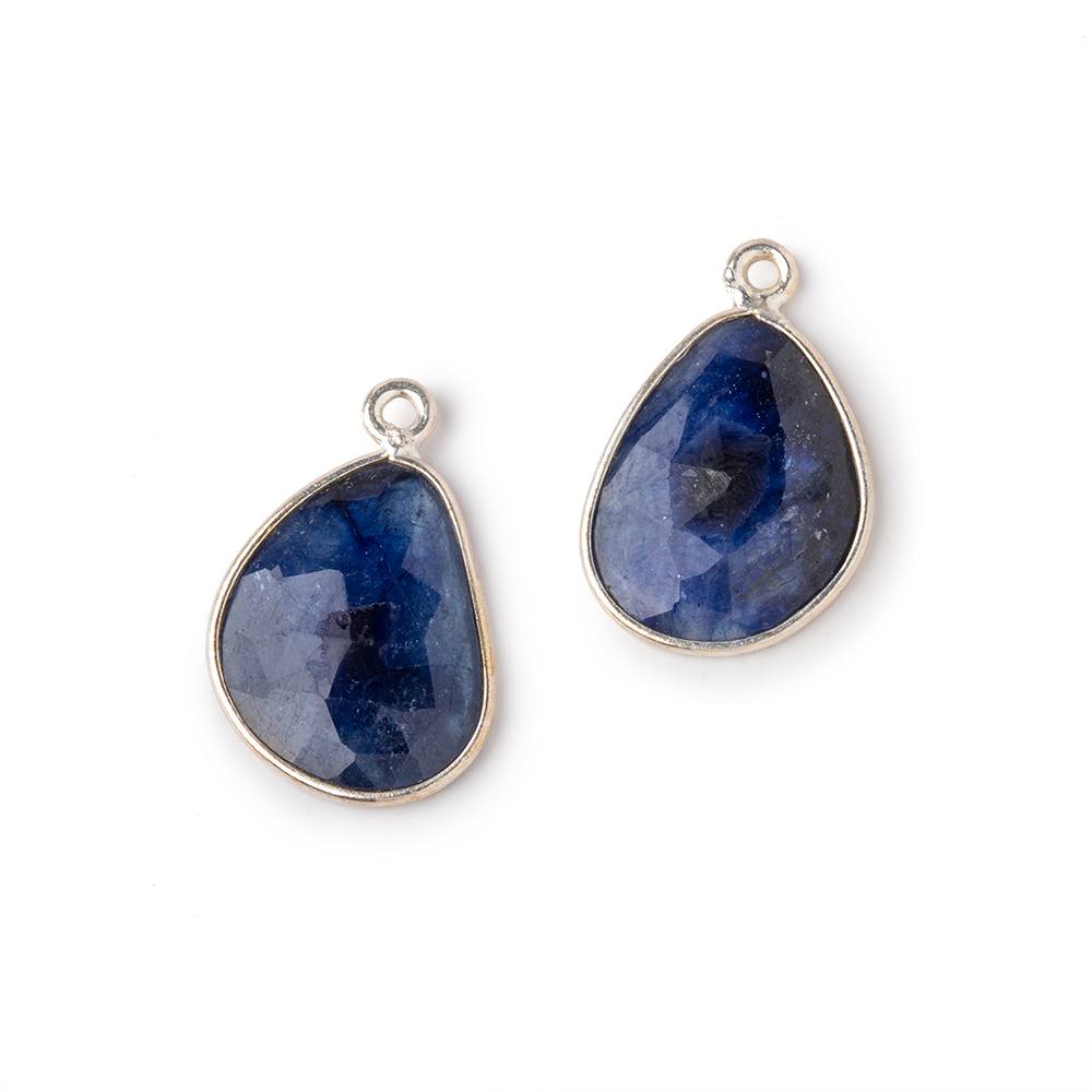 17x13mm .925 Silver Bezel Kyanite Faceted Freeform Set of 2 Pendants